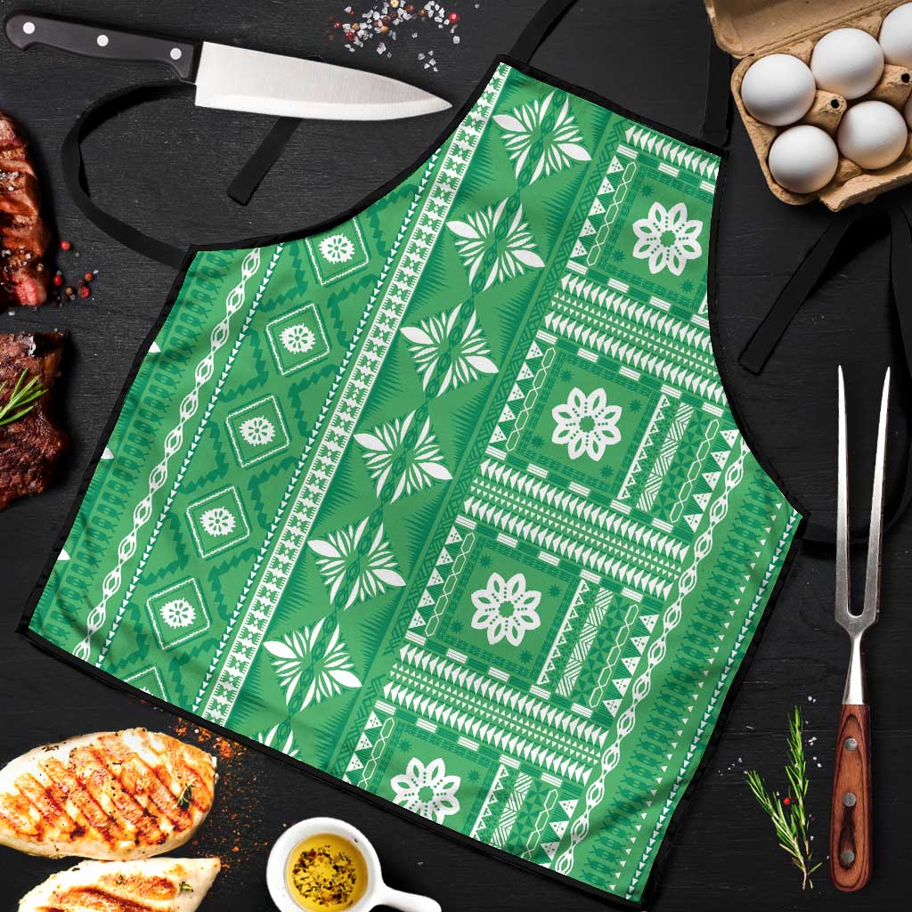 Fiji Masi All Green Apron Tapa Pattern - Polynesian Pride