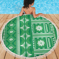 Fiji Masi All Green Beach Blanket Tapa Pattern - Polynesian Pride