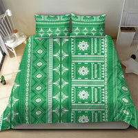 Fiji Masi All Green Bedding Set Tapa Pattern - Polynesian Pride