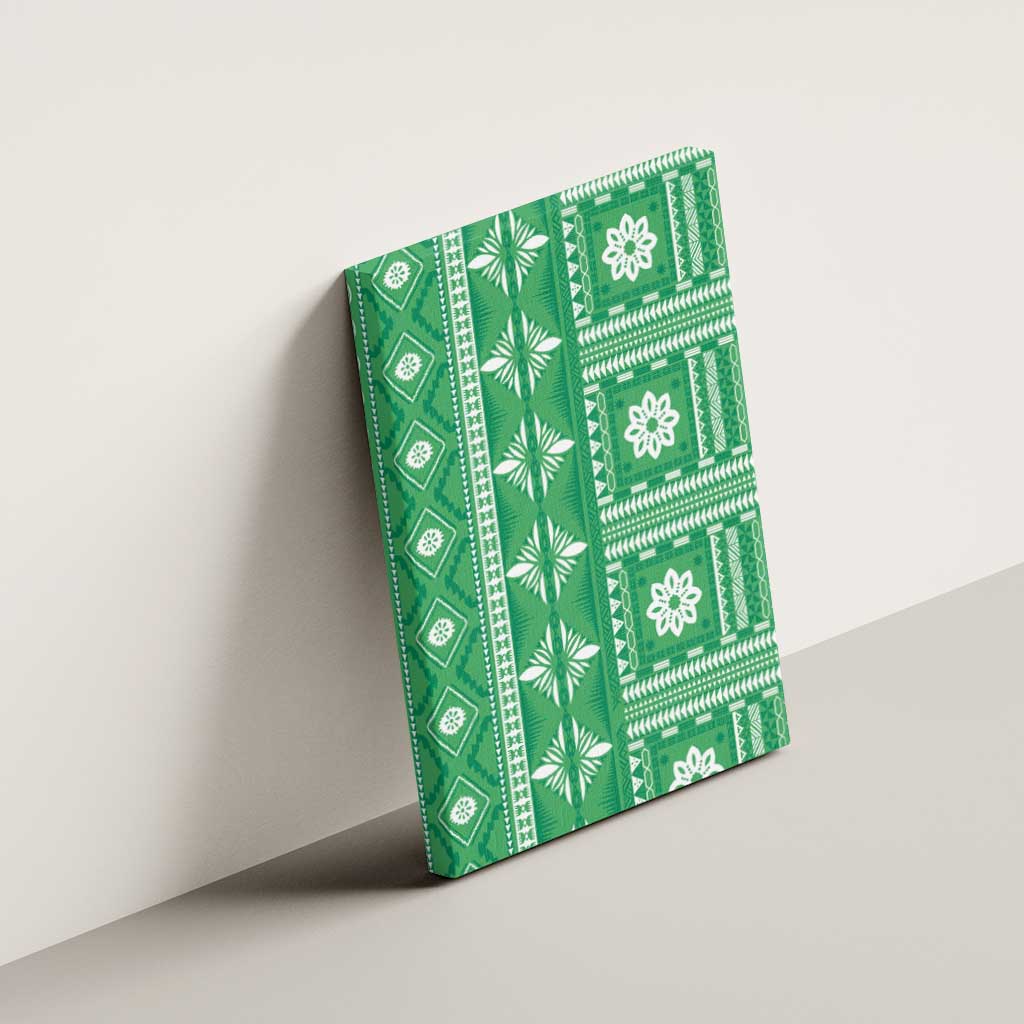 Fiji Masi All Green Canvas Wall Art Tapa Pattern - Polynesian Pride