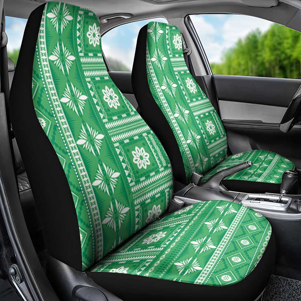 Fiji Masi All Green Car Seat Cover Tapa Pattern - Polynesian Pride
