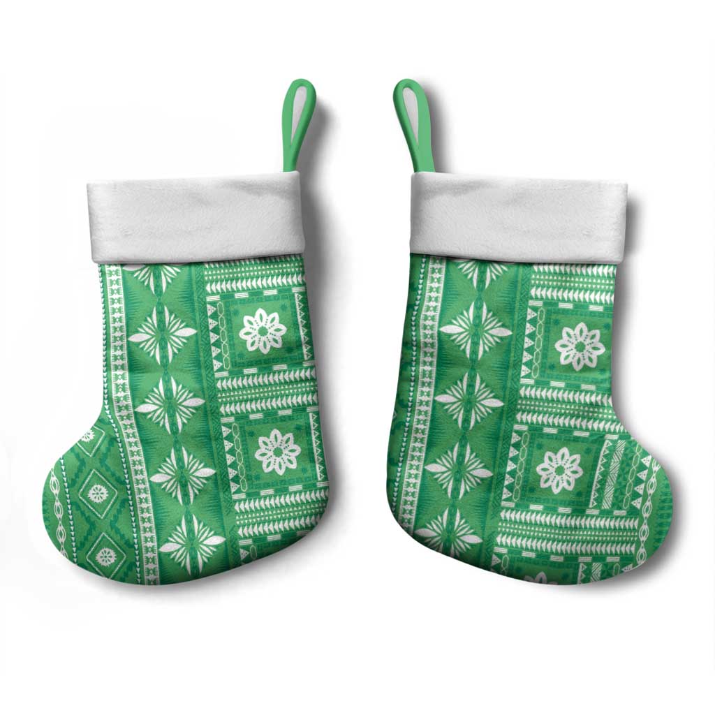 Fiji Masi All Green Christmas Stocking Tapa Pattern - Polynesian Pride