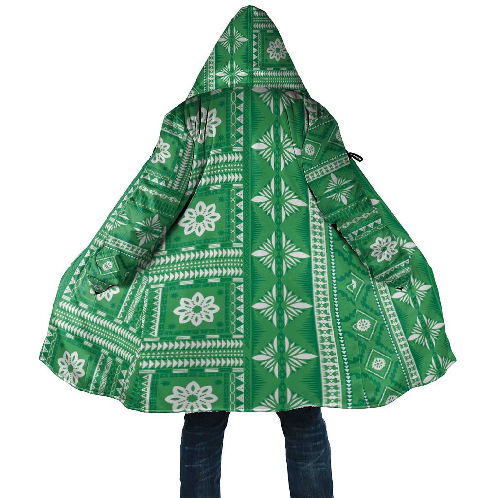 Fiji Masi All Green Cloak Tapa Pattern - Polynesian Pride