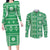 Fiji Masi All Green Couples Matching Long Sleeve Bodycon Dress and Long Sleeve Button Shirt Tapa Pattern - Polynesian Pride