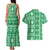 Fiji Masi All Green Couples Matching Tank Maxi Dress and Hawaiian Shirt Tapa Pattern - Polynesian Pride