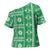 Fiji Masi All Green Cross Shoulder Shirt Tapa Pattern - Polynesian Pride