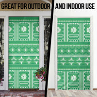 Fiji Masi All Green Door Cover Tapa Pattern - Polynesian Pride