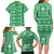 Fiji Masi All Green Family Matching Long Sleeve Bodycon Dress and Hawaiian Shirt Tapa Pattern - Polynesian Pride