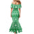 Fiji Masi All Green Family Matching Mermaid Dress and Hawaiian Shirt Tapa Pattern - Polynesian Pride