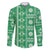Fiji Masi All Green Family Matching Off The Shoulder Long Sleeve Dress and Hawaiian Shirt Tapa Pattern - Polynesian Pride