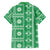 Fiji Masi All Green Family Matching Off Shoulder Short Dress and Hawaiian Shirt Tapa Pattern - Polynesian Pride