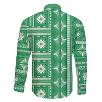 Fiji Masi All Green Family Matching Puletasi and Hawaiian Shirt Tapa Pattern - Polynesian Pride