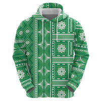 Fiji Masi All Green Hoodie Tapa Pattern - Polynesian Pride