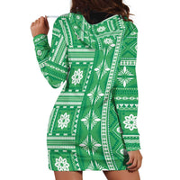 Fiji Masi All Green Hoodie Dress Tapa Pattern - Polynesian Pride