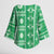 Fiji Masi All Green Kimono Sleeve Blouse Tapa Pattern - Polynesian Pride