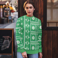 Fiji Masi All Green Ugly Christmas Sweater Tapa Pattern - Polynesian Pride