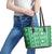 Fiji Masi All Green Leather Tote Bag Tapa Pattern - Polynesian Pride