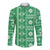 Fiji Masi All Green Long Sleeve Button Shirt Tapa Pattern - Polynesian Pride