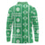 Fiji Masi All Green Long Sleeve Polo Shirt Tapa Pattern - Polynesian Pride