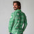 Fiji Masi All Green Long Sleeve Polo Shirt Tapa Pattern - Polynesian Pride