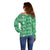 Fiji Masi All Green Off Shoulder Sweater Tapa Pattern - Polynesian Pride