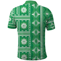 Fiji Masi All Green Polo Shirt Tapa Pattern - Polynesian Pride