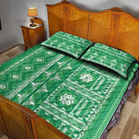 Fiji Masi All Green Quilt Bed Set Tapa Pattern - Polynesian Pride