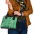 Fiji Masi All Green Shoulder Handbag Tapa Pattern - Polynesian Pride