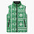 Fiji Masi All Green Sleeveless Puffer Jacket Tapa Pattern - Polynesian Pride