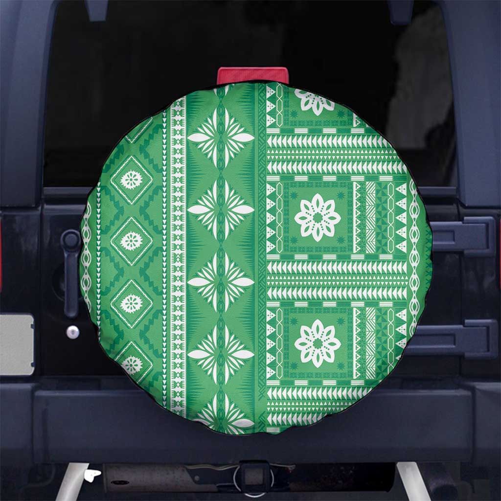 Fiji Masi All Green Spare Tire Cover Tapa Pattern - Polynesian Pride