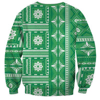 Fiji Masi All Green Sweatshirt Tapa Pattern - Polynesian Pride