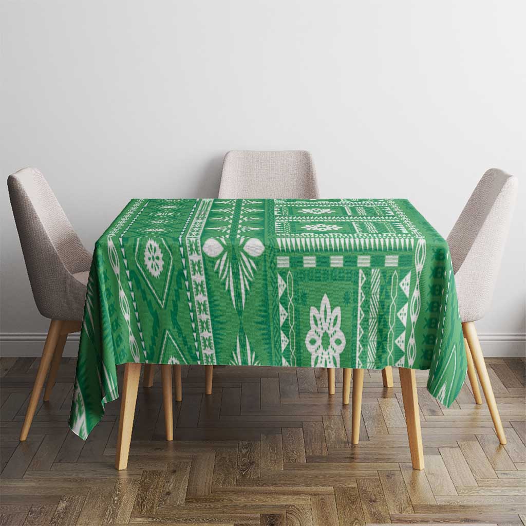 Fiji Masi All Green Tablecloth Tapa Pattern - Polynesian Pride