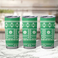 Fiji Masi All Green Tumbler Cup Tapa Pattern - Polynesian Pride