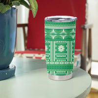 Fiji Masi All Green Tumbler Cup Tapa Pattern - Polynesian Pride