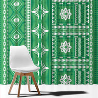 Fiji Masi All Green Window Curtain Tapa Pattern - Polynesian Pride