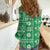 Fiji Masi All Green Women Casual Shirt Tapa Pattern - Polynesian Pride