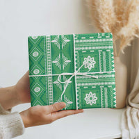 Fiji Masi All Green Wrapping Paper Tapa Pattern - Polynesian Pride