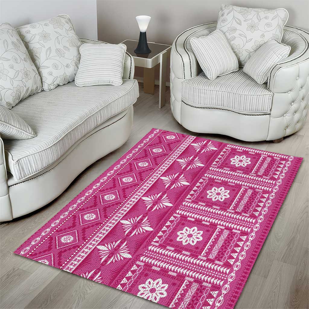 Fiji Masi All Pink Area Rug Tapa Pattern - Polynesian Pride