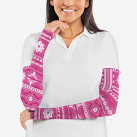 Fiji Masi All Pink Arm Sleeves Tapa Pattern - Polynesian Pride
