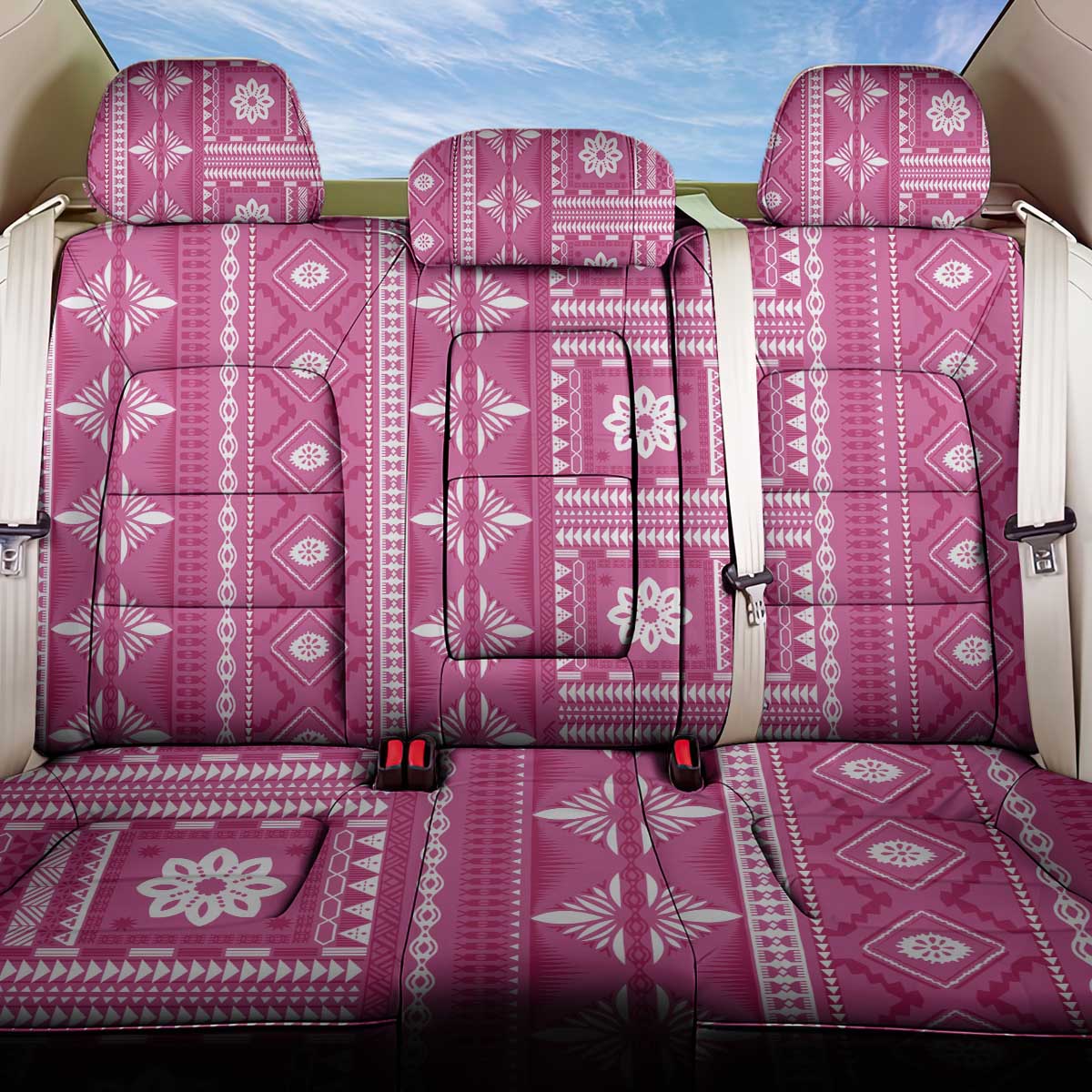 Fiji Masi All Pink Back Car Seat Cover Tapa Pattern - Polynesian Pride