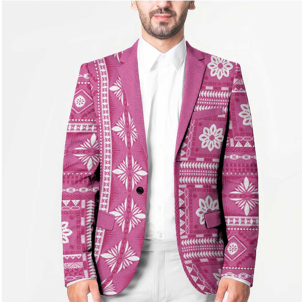 Fiji Masi All Pink Blazer Tapa Pattern - Polynesian Pride