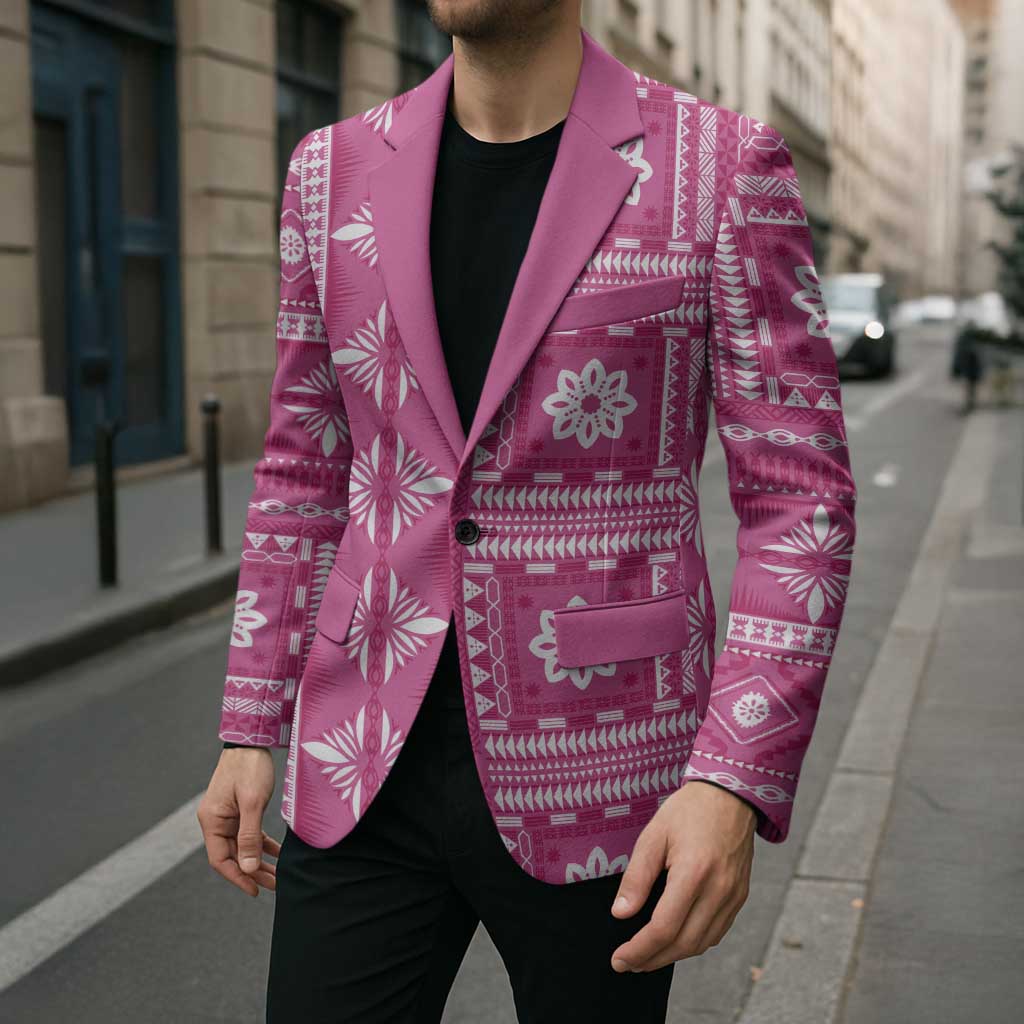 Fiji Masi All Pink Blazer Tapa Pattern - Polynesian Pride