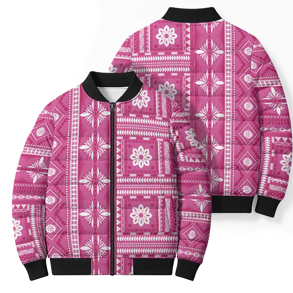 Fiji Masi All Pink Bomber Puffer Jacket Tapa Pattern - Polynesian Pride