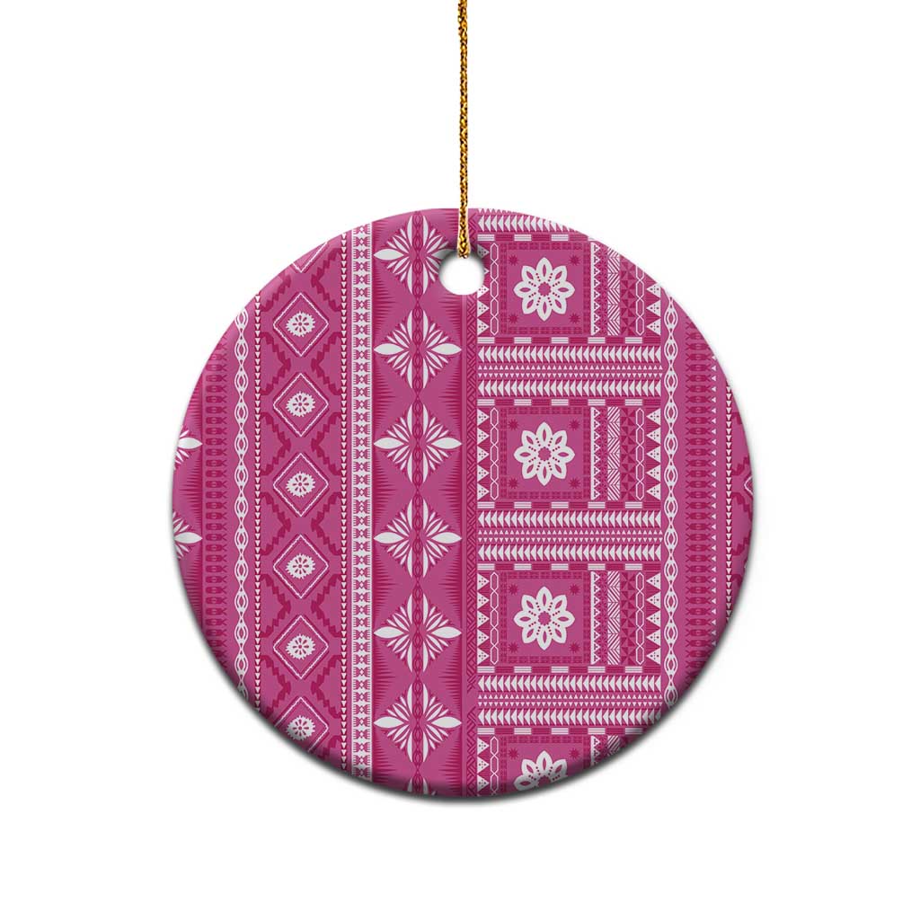 Fiji Masi All Pink Ceramic Ornament Tapa Pattern - Polynesian Pride
