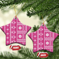 Fiji Masi All Pink Ceramic Ornament Tapa Pattern - Polynesian Pride