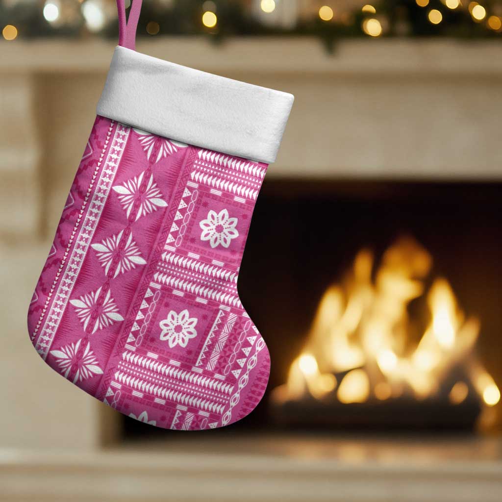 Fiji Masi All Pink Christmas Stocking Tapa Pattern - Polynesian Pride