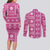 Fiji Masi All Pink Couples Matching Long Sleeve Bodycon Dress and Long Sleeve Button Shirt Tapa Pattern - Polynesian Pride