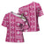 Fiji Masi All Pink Cross Shoulder Shirt Tapa Pattern - Polynesian Pride