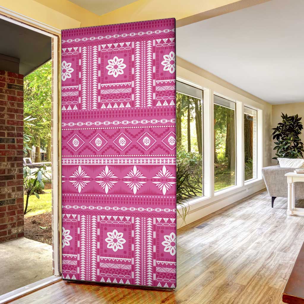 Fiji Masi All Pink Door Cover Tapa Pattern - Polynesian Pride