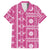 Fiji Masi All Pink Family Matching Long Sleeve Bodycon Dress and Hawaiian Shirt Tapa Pattern - Polynesian Pride